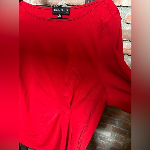 Eloquii pepper red gathered front 3/4 sleeve top red women’s size 14 - Picture 2 of 4